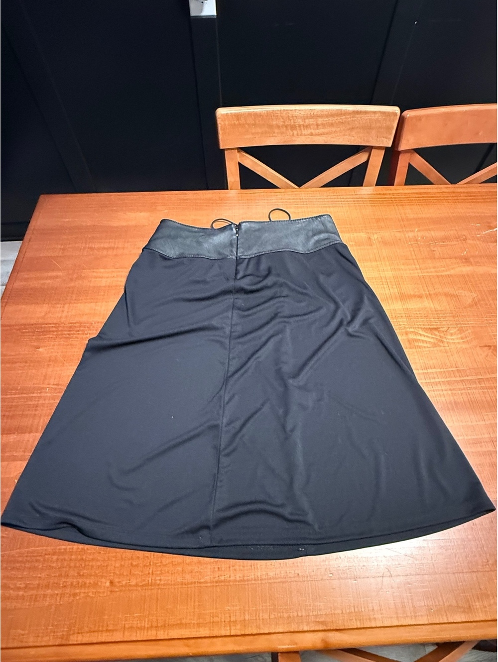 Michael Kors Black Faux Leather Lace Up Waist A-Line Skirt Size 12